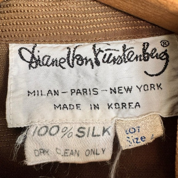 DVF Diane Von Furstenberg Vtg 80s Silk Tie‎ Waist Button Midi Prairie Dress Sz 4 - Picture 2 of 4